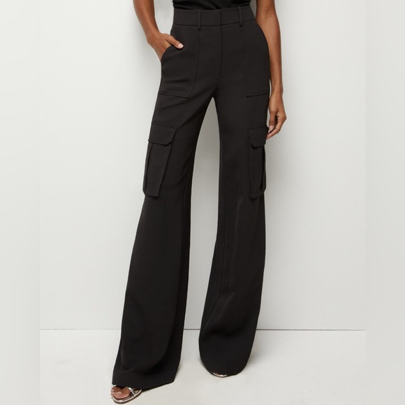 NWT Veronica Bear Saul Elegant Black Wide-Leg Cargo Pants